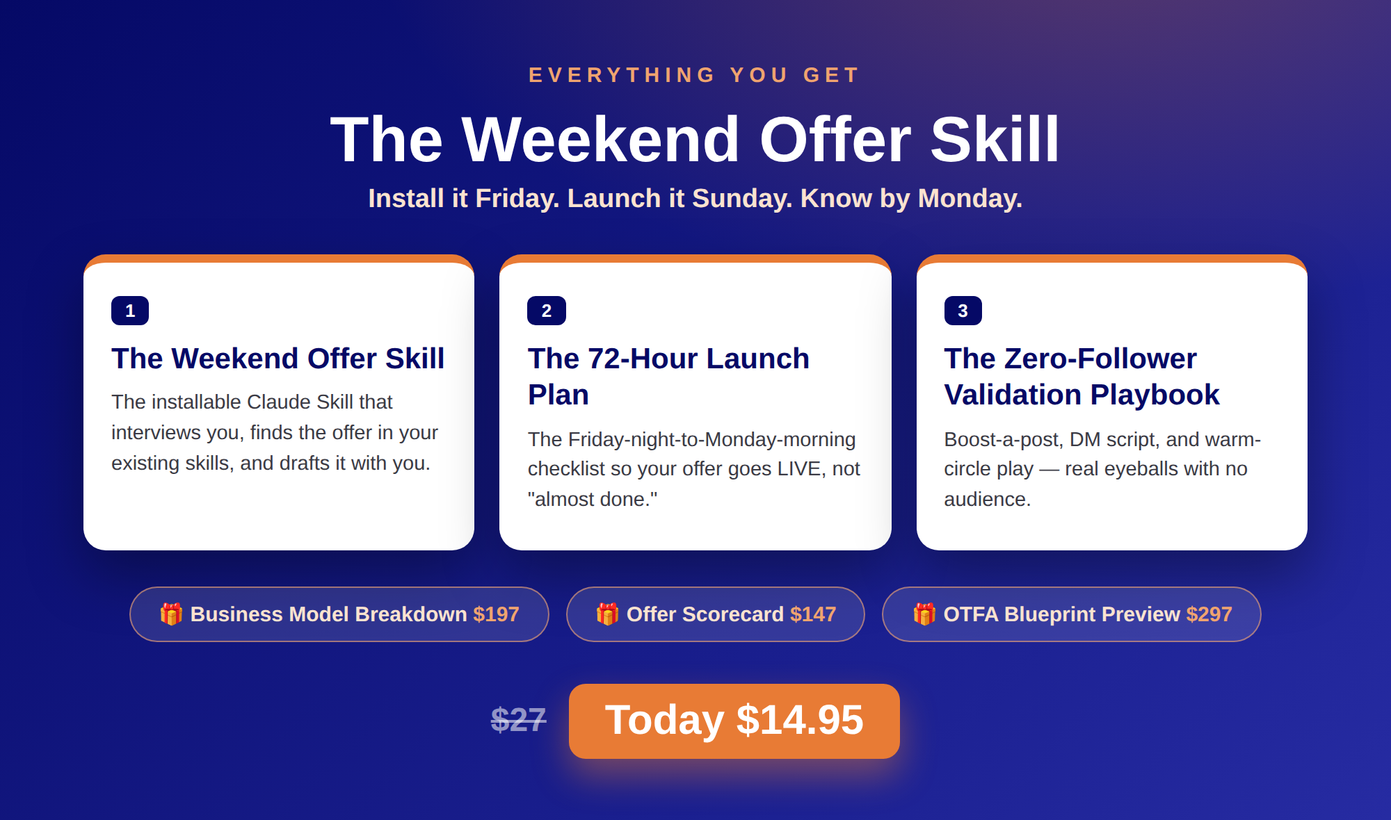 Everything you get in the Weekend Offer Skill